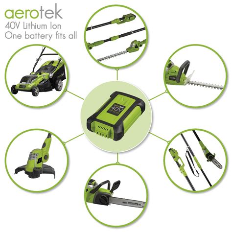 Aerotek Cordless Lawnmower 40v Lithium Ion 4ah Battery And Charger Included Cutting Width 40cm