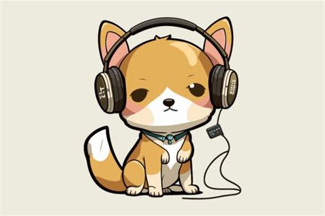 Dog Wearing Headphones Vector Graphic by BreakingDots · Creative Fabrica