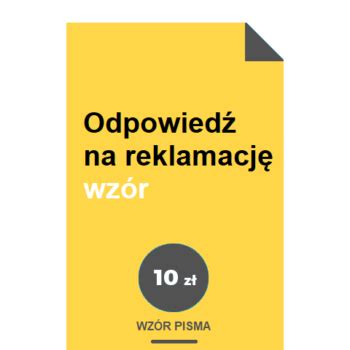 Odpowied Na Reklamacj Wz R Poradnik Reklamacji