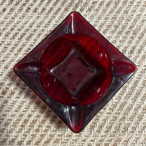 Red Glass Ashtray Etsy