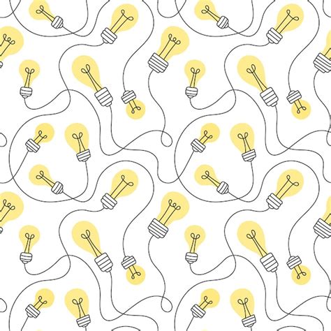 Premium Vector Pattern Of Electric Light Bulb In Doodle Style Cartoon