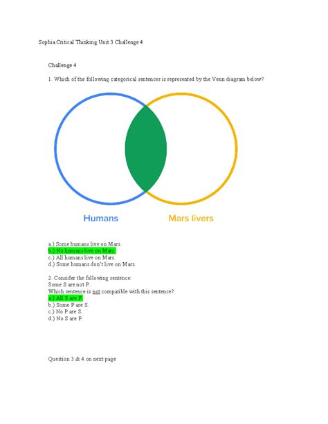 Sophia Critical Thinking Unit Challenge Sophia Critical Thinking