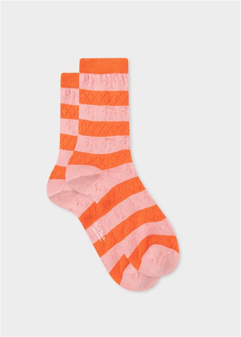 Paul Smith Women S Pink Stripe Crochet Pattern Socks King S Cross