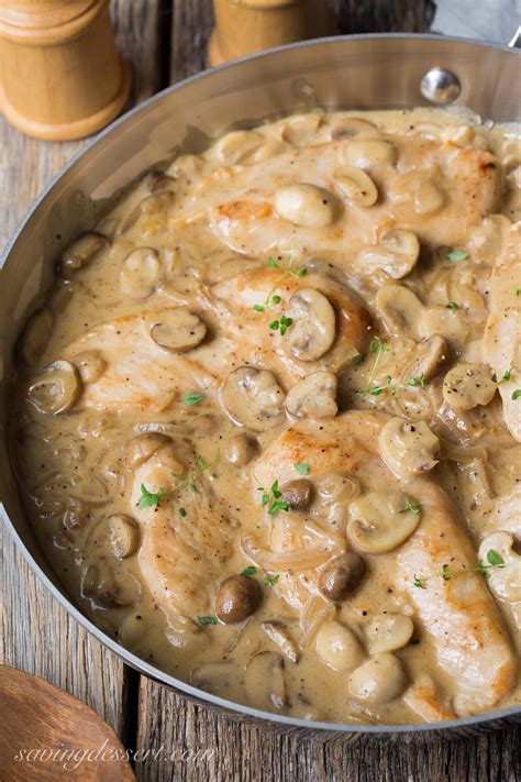 Skillet Chicken And Mushroom Wine Sauce Saving Room For Dessert