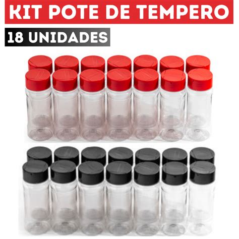 Kit X Potes Porta Tempero Ml Cozinha Condimentos Tampa