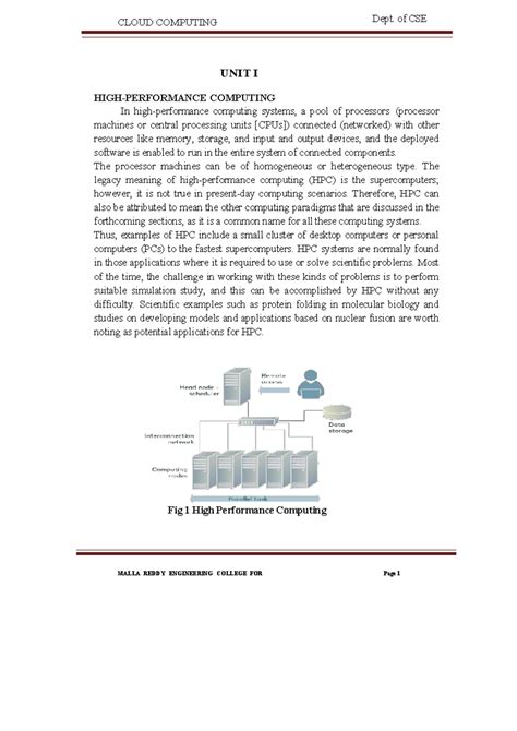 Unit 1 UNIT I HIGH PERFORMANCE COMPUTING In High Performance