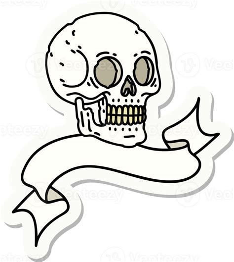 Tattoo Style Sticker With Banner Of A Skull 44954598 Png