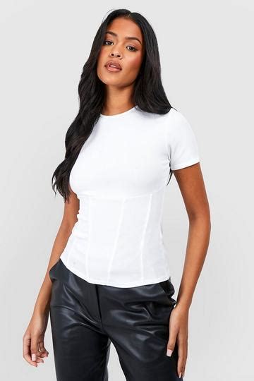 White Ribbed T Shirts Boohoo Uk