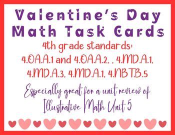 Valentine S Day Math Task Cards 4th Grade By Melissa Lagano TPT