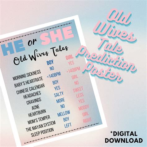 Gender Reveal Wives Tales | Wives Tales Game | Downloadable Wives Tales ...