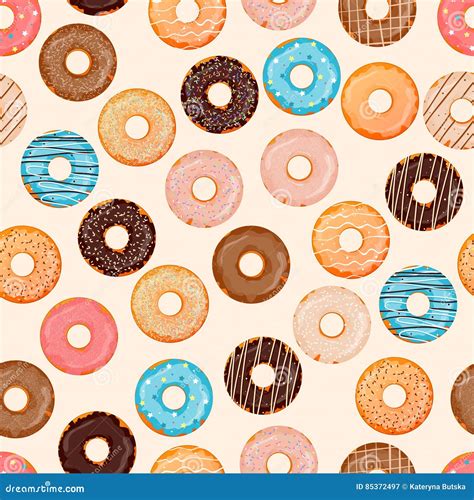 Donut Seamless Background Texture Pattern Cartoon Vector