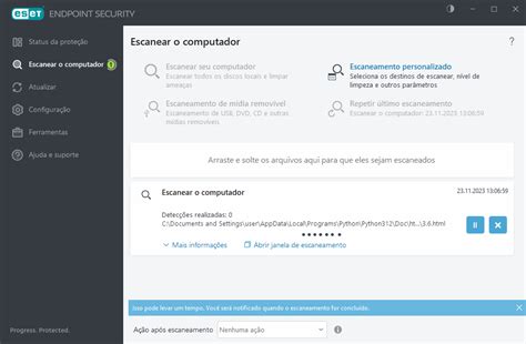 Progresso Do Rastreamento ESET Endpoint Security 11 Ajuda On Line ESET