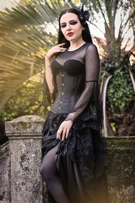 Model Styling And Mua Silky Gothic And Amazing Gothic Outfits Gothic Fashion Tulle Blouse