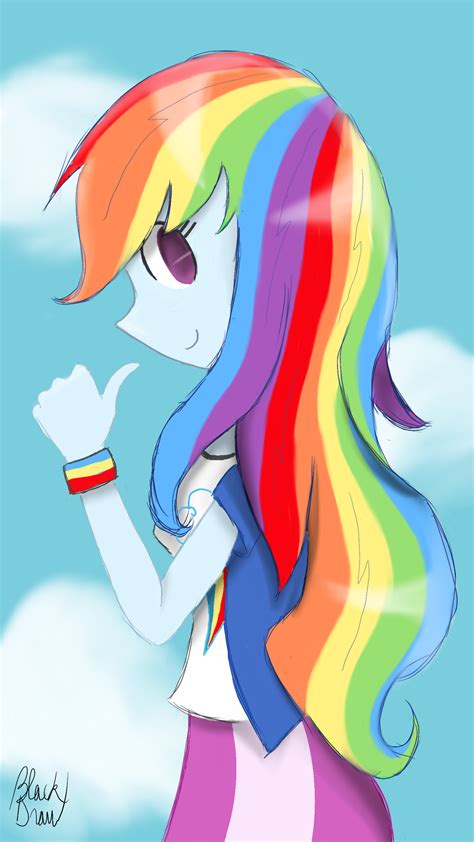 Rainbow Dash Human By Black Draw On Deviantart