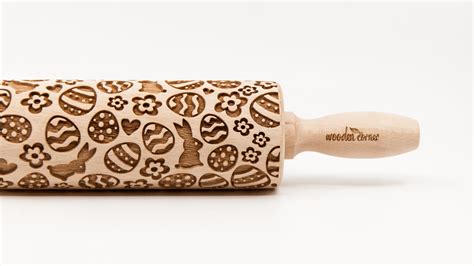 No R Happy Easter Rolling Pin Engraved Rolling Rolling Pin