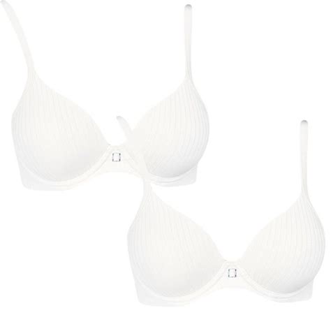 Hanes Women`s Ultimate Comfortblend Natural Lift T Shirt Bra Set Of 2 36b White Stripe Heather