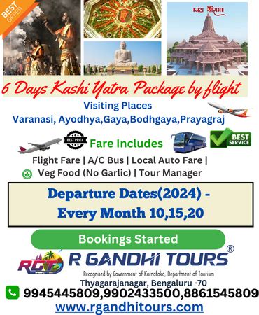 Kashi Gaya Prayagraj Tour Package Days By Flight Ex Bangalore R