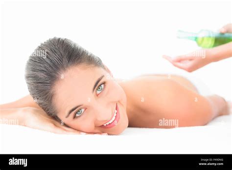 Beautiful Brunette Enjoying An Oil Massage Stock Photo Alamy