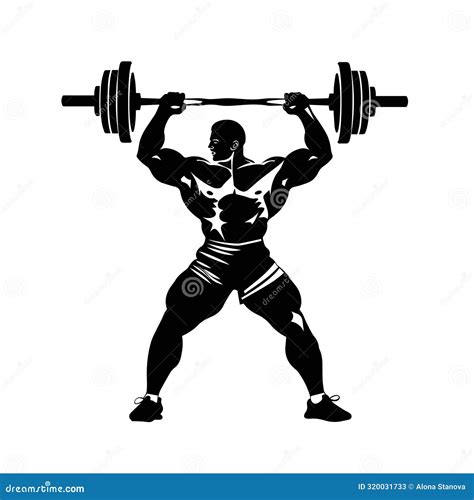 Weightlifting Vector Black Isolated Silhouette Of Man Weightlifting