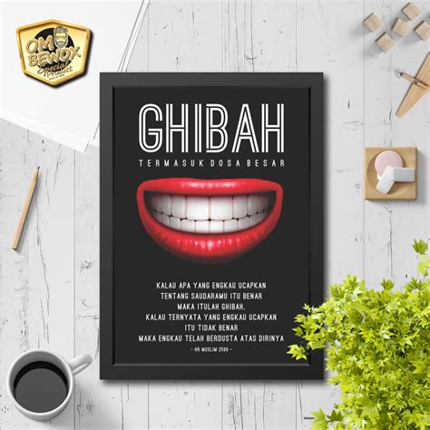 Jual Poster Hiasan Dinding Quote Islami Ghibah 2 Dekorasi Pajangan
