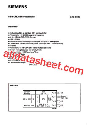 Sab C Datasheet Pdf Siemens Semiconductor Group