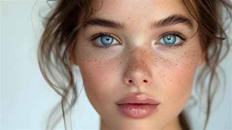 Premium Photo Latina Fashion Model Showcasing Oval Face Blue Eyes And Flawless Skin Concept