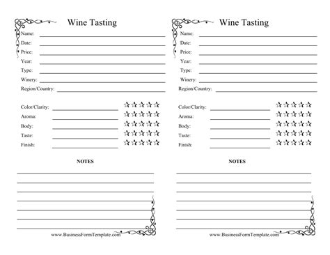 Printable Wine Tasting Sheet Pdf Printable Templates