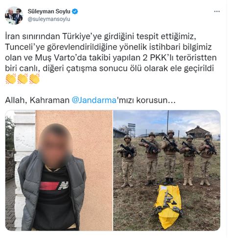 Son dakika Bakan Soylu duyurdu 2 teröristten biri canlı diğeri ölü