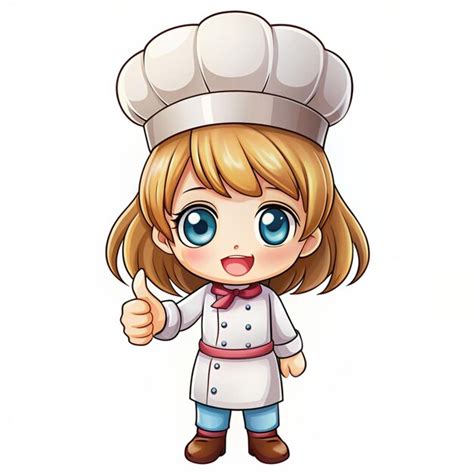 Cute And Kawaii Female Chef Or Baker With Thumbs Up In Cartoon Manga