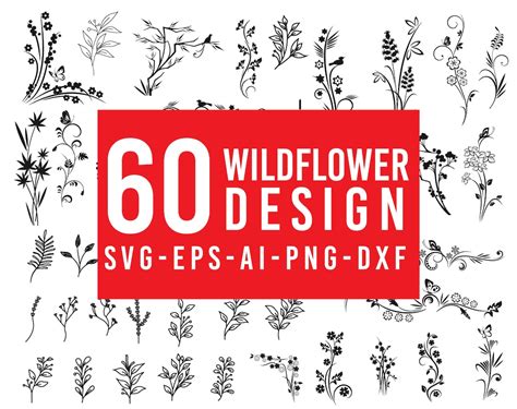 Wildflower Svg Bundle Flowers Svg Bundle Vector Floral Svg Bundle