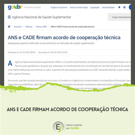 Ans E Cade Firmam Acordo De Cooperação Técnica Eandj Auditoria