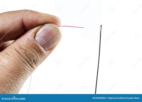 Hand Of Man Threading A Needle Stock Photo Image Of Needle Fashion