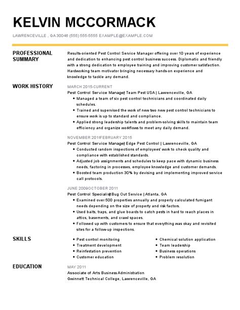 Professional Pest Control Resume Examples For Livecareer