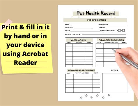 Pet Health Record Printable For New Puppy Dog Or Cat Pet Etsy