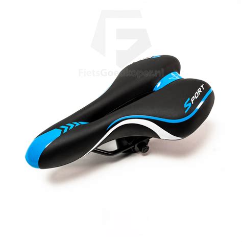 Voltano Sport Fietszadel Zwart Blauw Gel Trekking Zadel