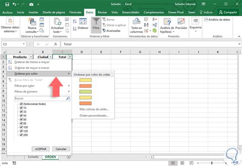 Ordenar Datos De Celdas Por Color Excel 2016 Solvetic