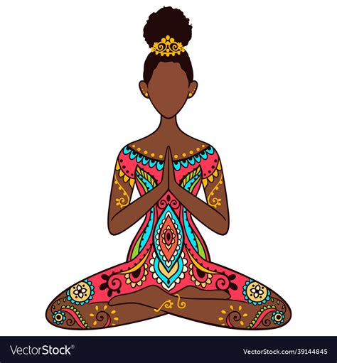 Yoga Girl African American Woman Doing Royalty Free Vector