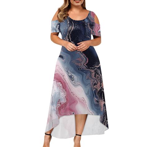 Xddlitp Womens Plus Size Maxi Dresses X X Trendy Marble Boho Off