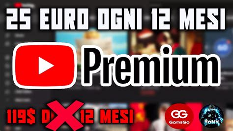 YOUTUBE PREMIUM AD UN PREZZO STRACCIATO 25 EURO OGNI 12 MESI CON