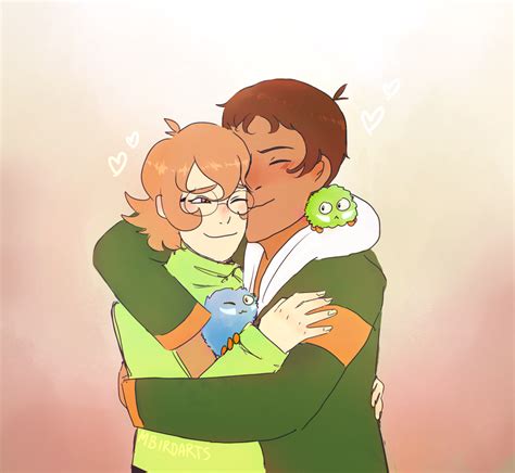 Lance And Pidge Sharing A Loving Hug With Their Blue And Green Space