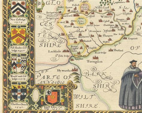 OXFORDSHIRE Old Map John Speed 1611 Oxford Banbury Abingdon Bicester