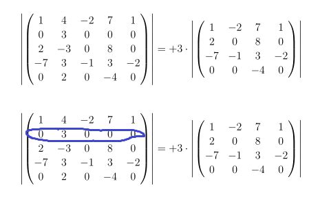 math mode - How to: Encircle a row/column in a matrix (for Laplace ...