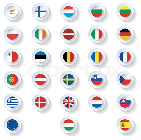 Europa union Länder Fahnen flache Icons set Stock Vektor Colourbox