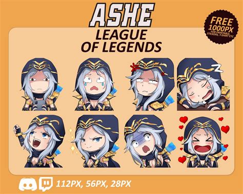 Ashe Lol Emotes Ashe Emotes League Of Legends Emotes Twitch Emotes