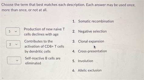 Solved Choose The Term That Best Matches Each Description Chegg