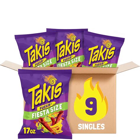 Takis Fuego Rolled Spicy Tortilla Chips Hot Chili Pepper Lime Flavored