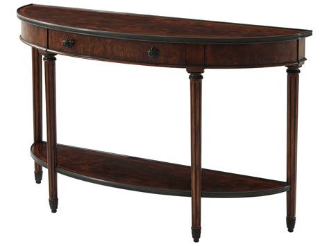 Theodore Alexander Flame Figured Veneer 54 Wide Demilune Console