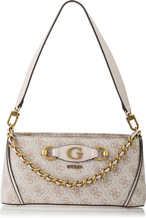 Guess Izzy Top Zip Shoulder Bag For Women Stone Logo Buy Online At