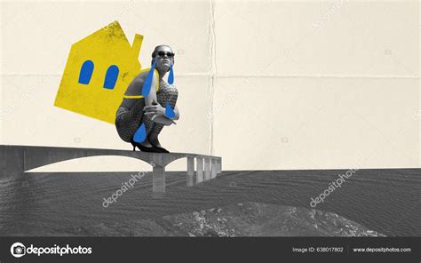 Conceptual Design Young Girl House Back Crying Losing Home Escaping
