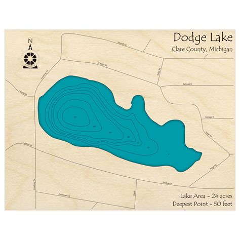 Dodge Lake 3D Custom Wood Map – Lake Art LLC